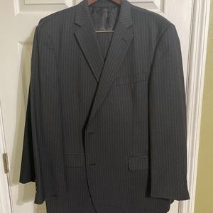 Perry Ellis suit (wool) -  Gray with blue pin stripes